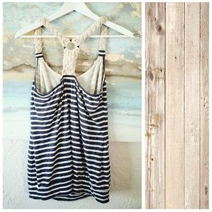 Allen B blue and cream striped tank